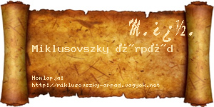 Miklusovszky Árpád névjegykártya